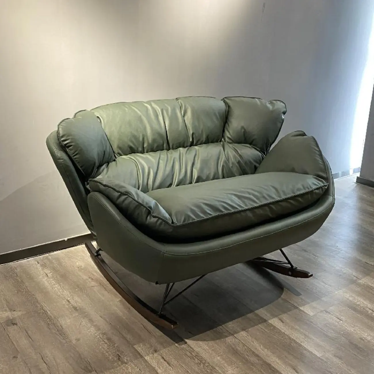 Modern Upholstered 2 Seat Rocking Chair for Indoor Image - 4 | homeyfad