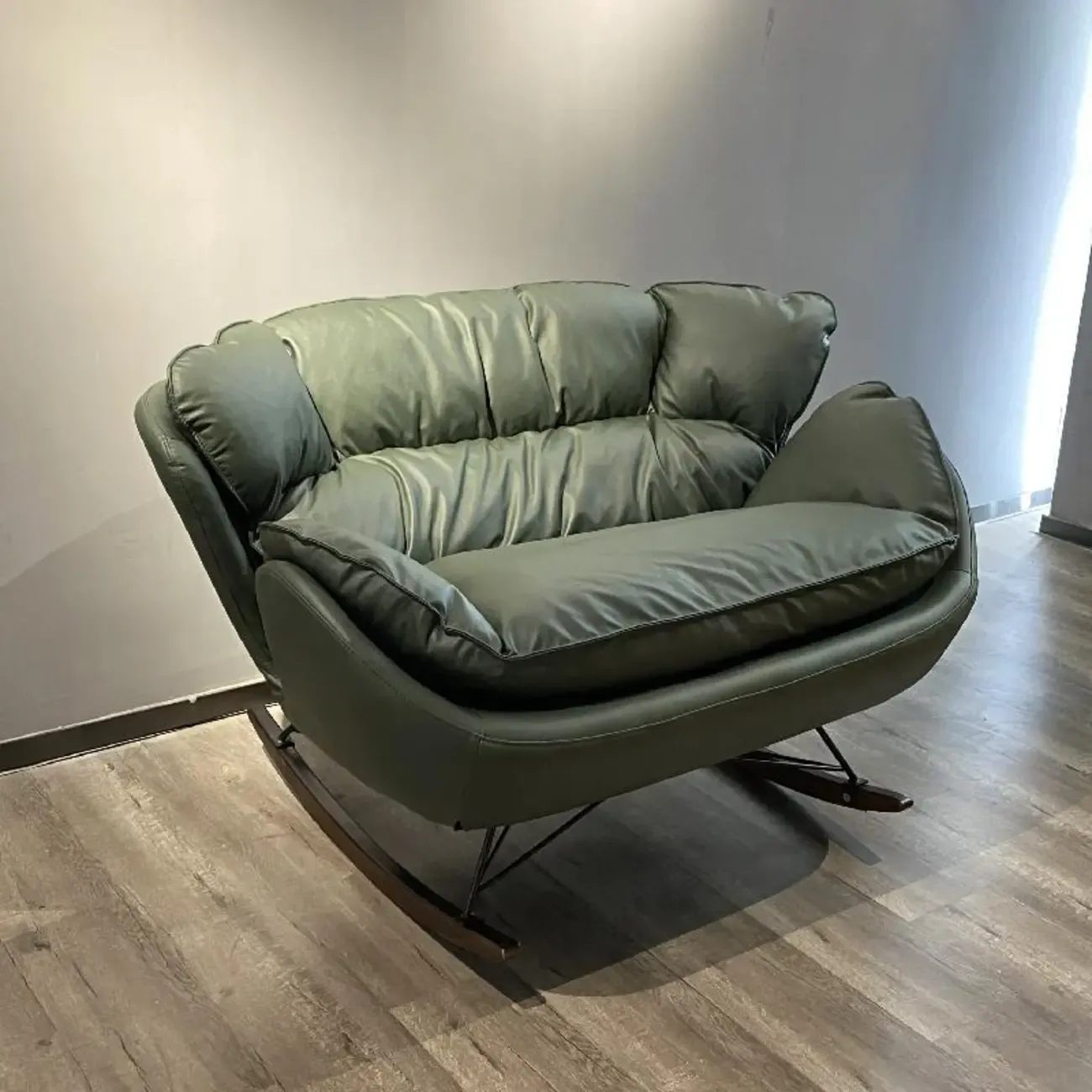 Modern Upholstered 2 Seat Rocking Chair for Indoor Image - 4