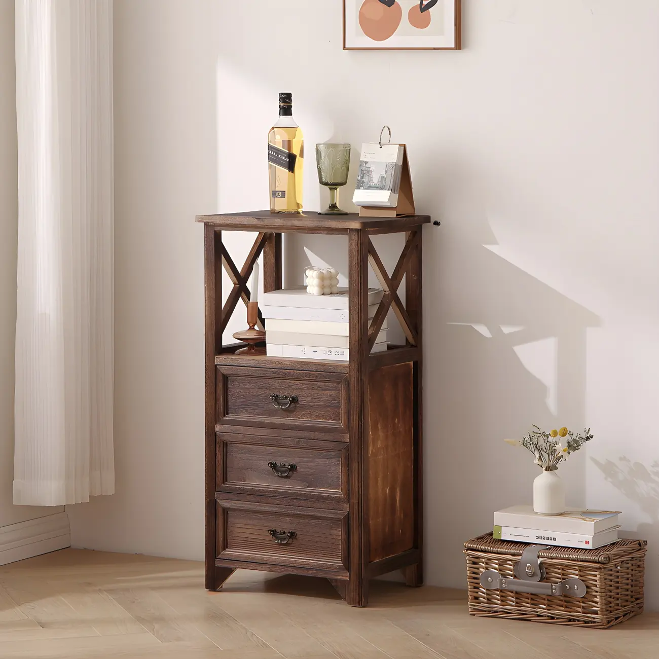 Industrial Rectangular Wooden Drawer Cabinet for Parlor Decor Image - 13 | homeyfad