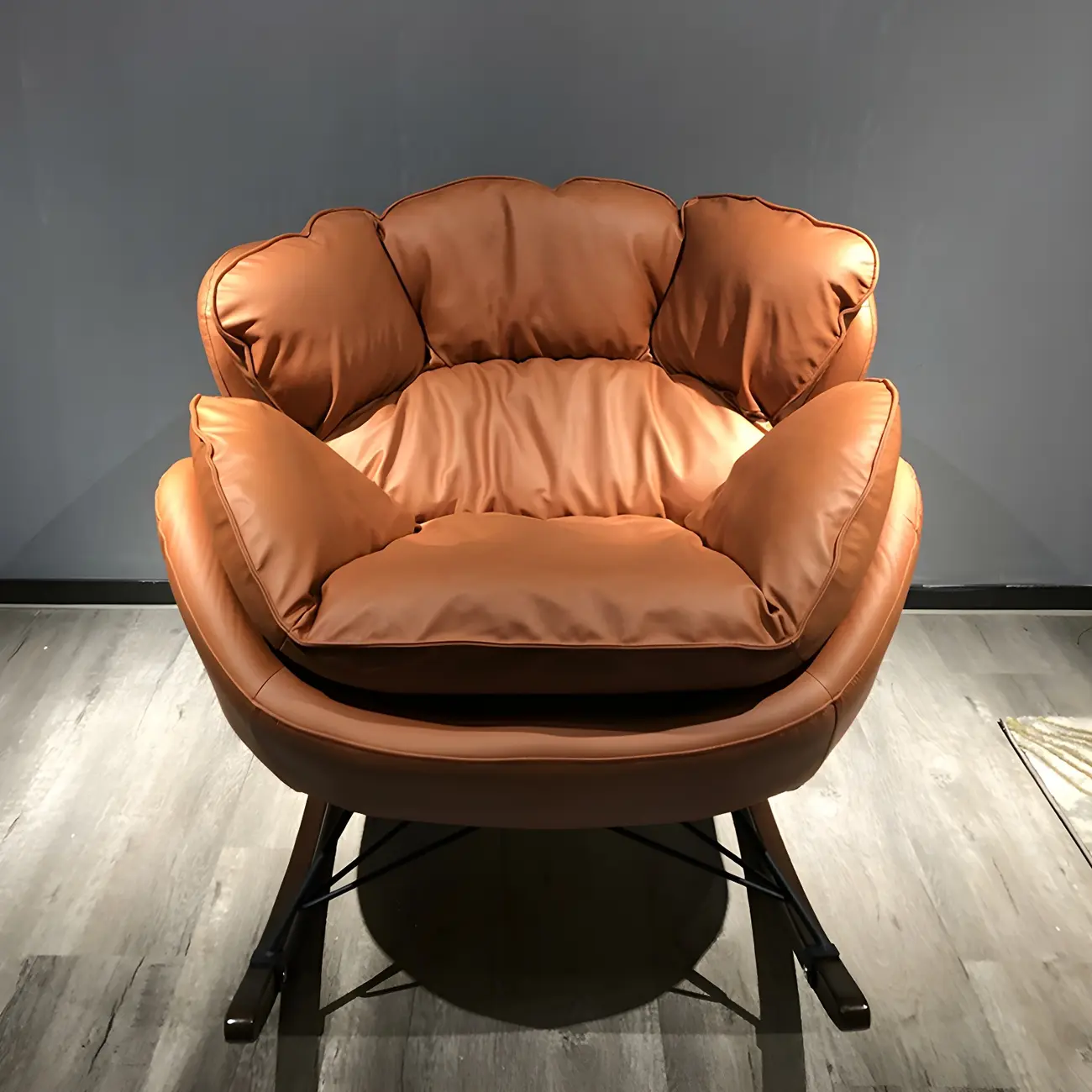 Modern Upholstered 2 Seat Rocking Chair for Indoor Image - 6 | homeyfad