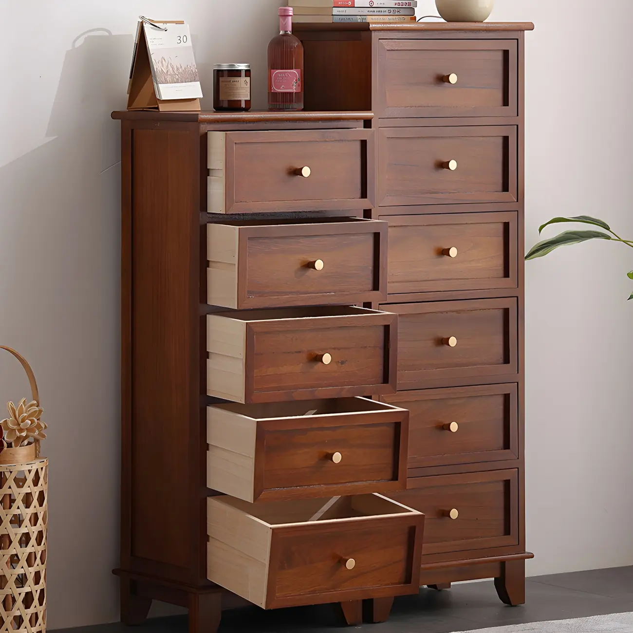 Industrial Rectangular Wooden Drawer Cabinet for Parlor Decor Image - 16 | homeyfad