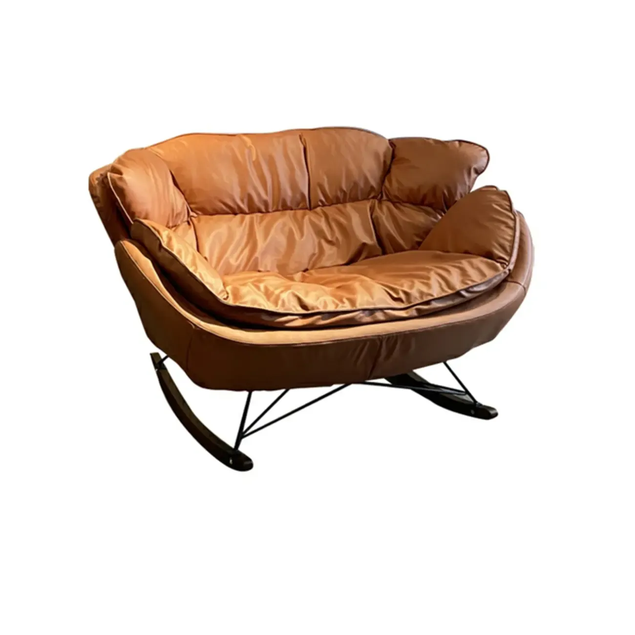 Modern Upholstered 2 Seat Rocking Chair for Indoor Image - 8