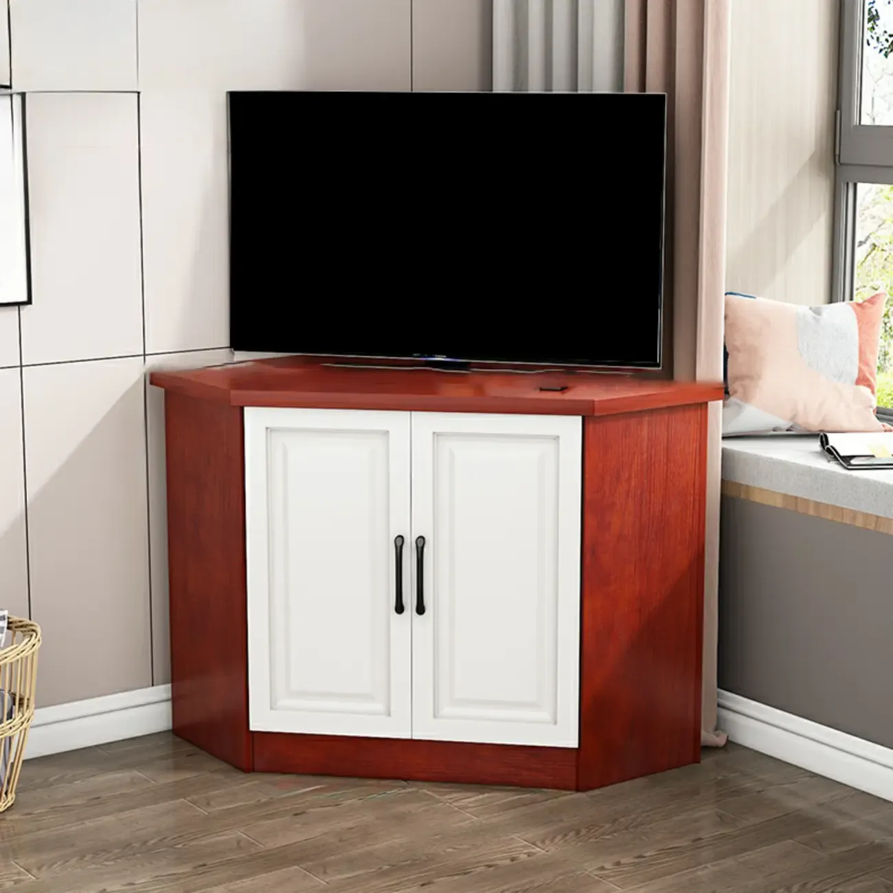 Modern Manufactured Wood Corner Utility Cabinet for Living Room Image - 15