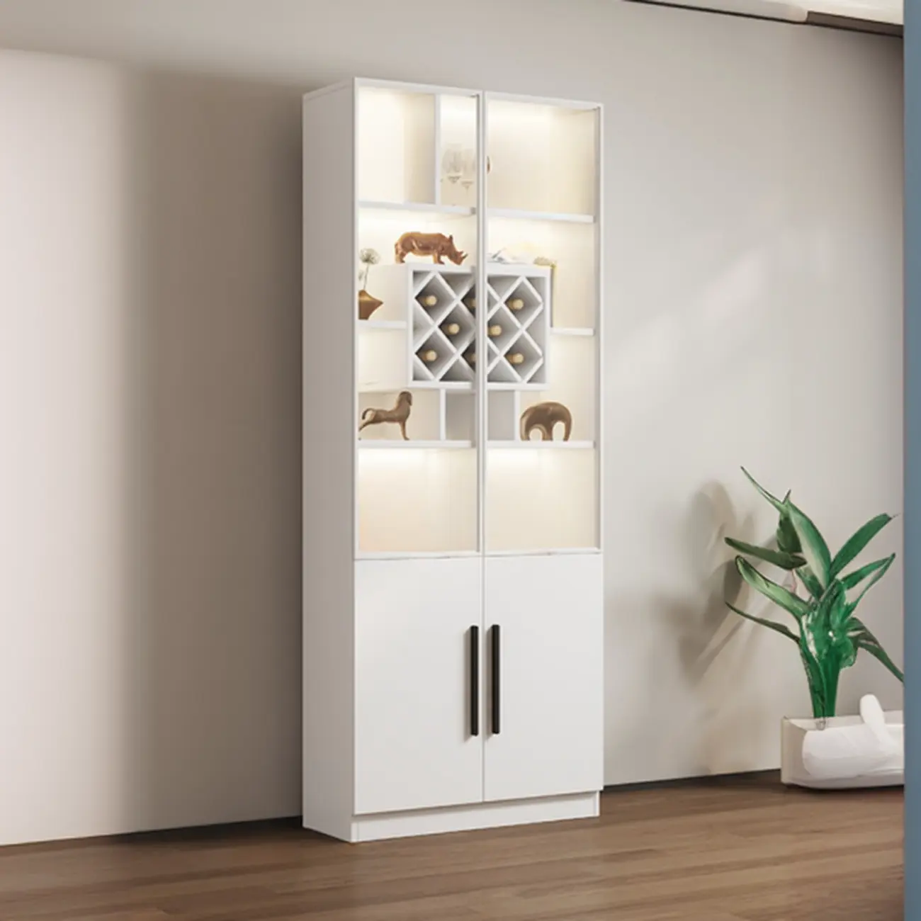 79" Modern Wooden Lighted Storage Cabinet for Indoor Display Image - 2 | homeyfad