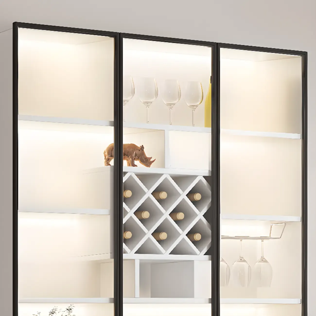 79" Modern Wooden Lighted Storage Cabinet for Indoor Display Image - 3