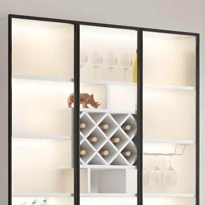 79" Modern Wooden Lighted Storage Cabinet for Indoor Display Image - 3