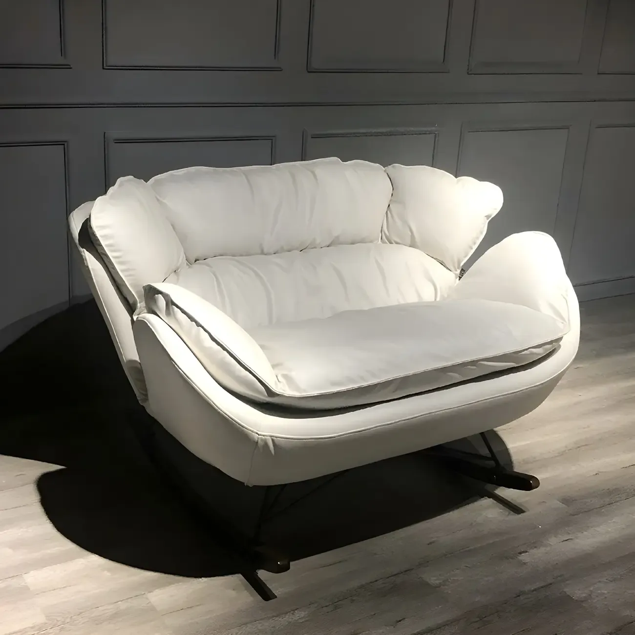 Modern Upholstered 2 Seat Rocking Chair for Indoor Image - 11