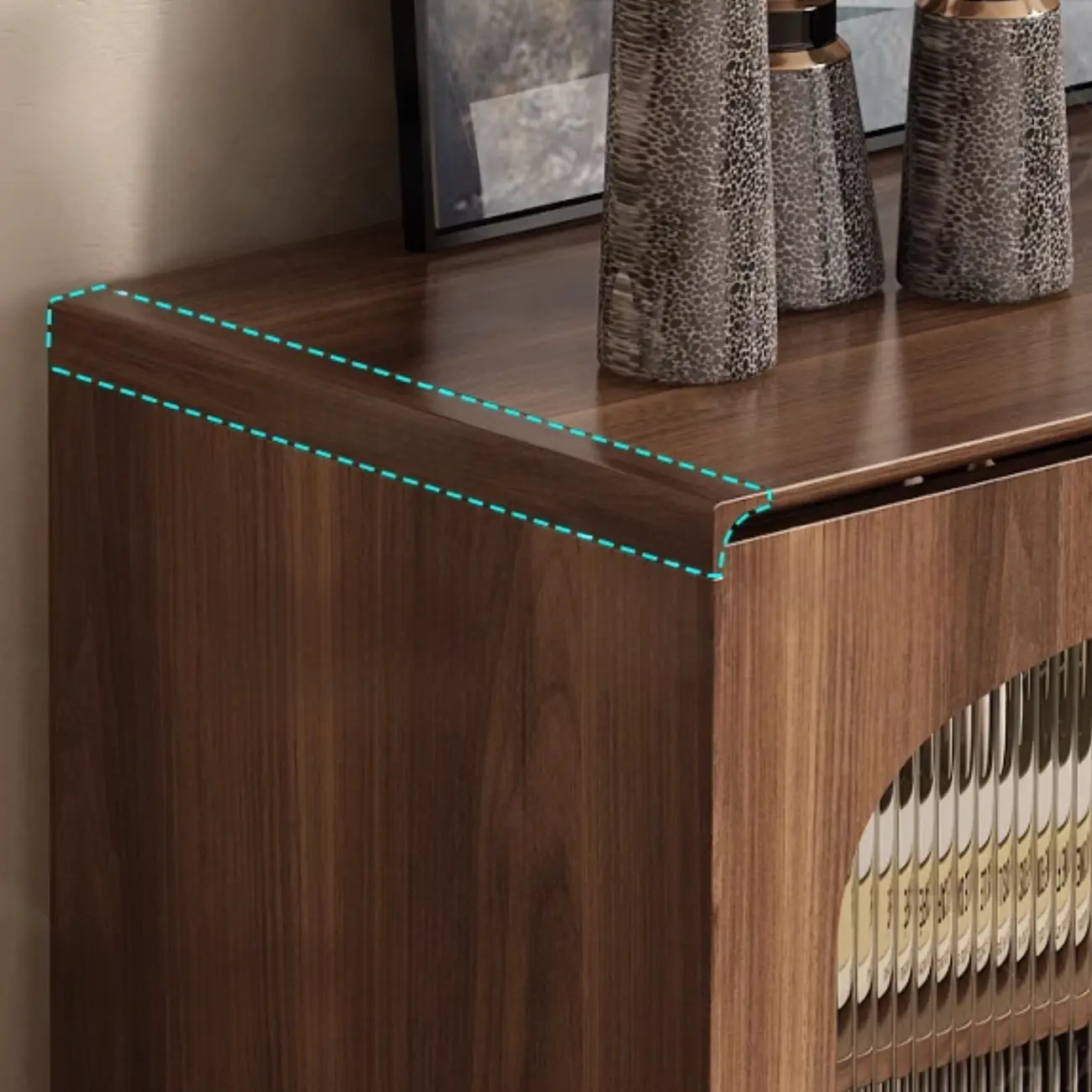  Mid-Century Modern Storage Cabinet for Parlor, Glass Door Image - 6 | homeyfad