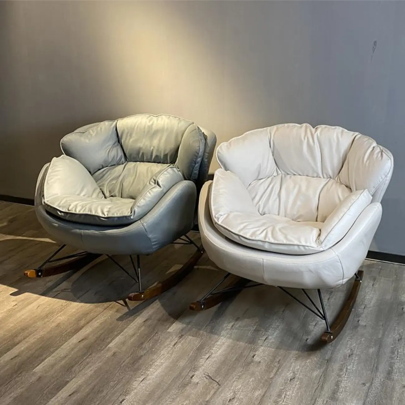 Modern Upholstered 2 Seat Rocking Chair for Indoor Image - 13 | homeyfad