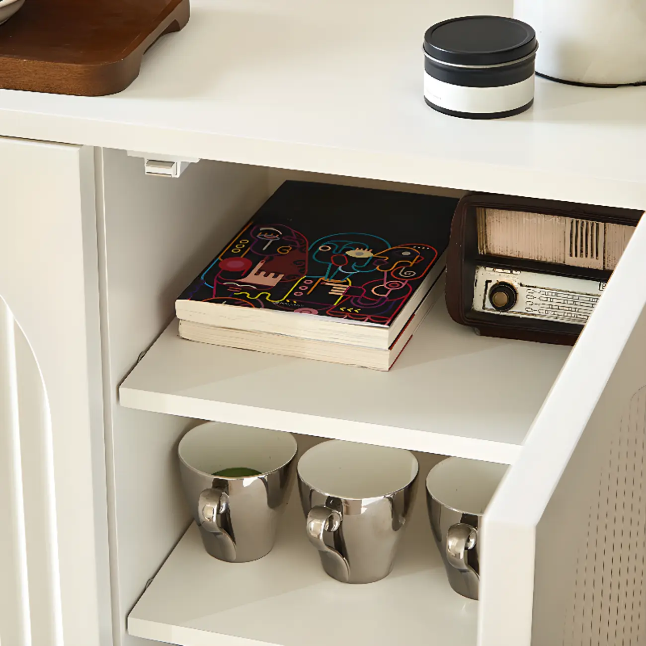 Scandinavian White Accent Cabinet for Versatile Room Storage Image - 14 | homeyfad