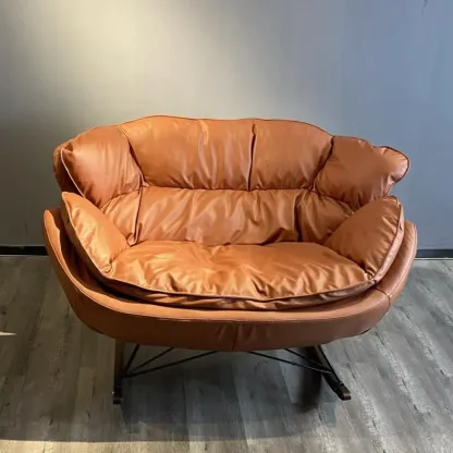 Modern Upholstered 2 Seat Rocking Chair for Indoor Image - 14