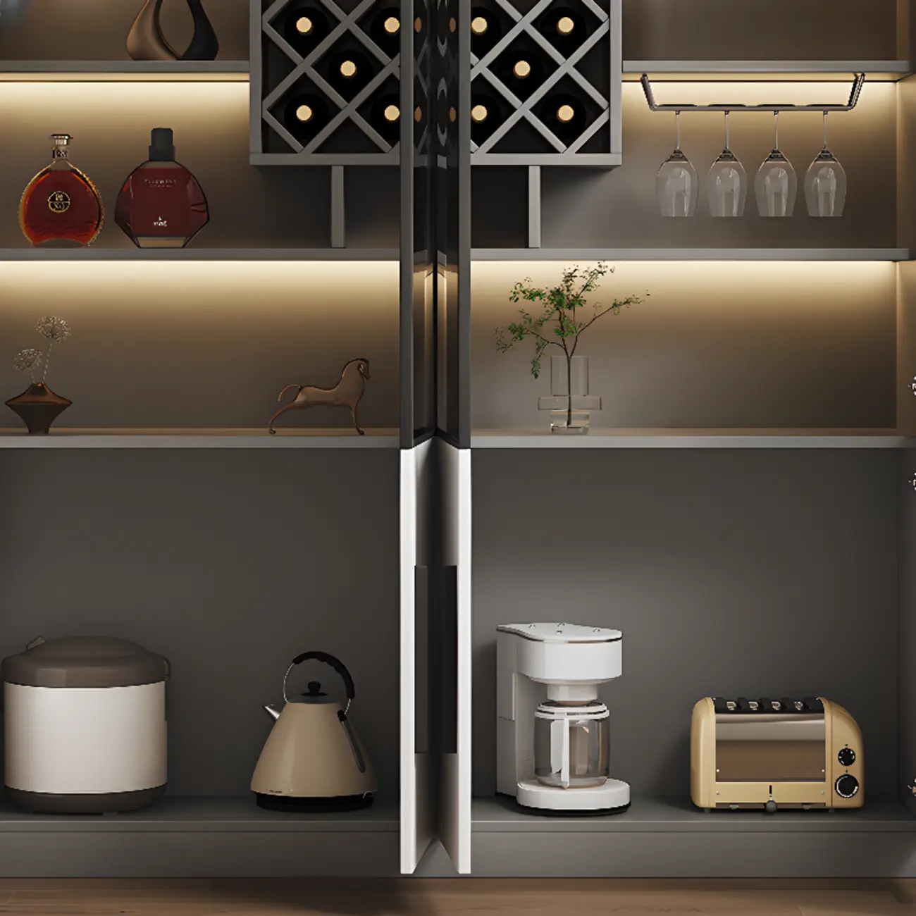 79" Modern Wooden Lighted Storage Cabinet for Indoor Display Image - 7 | homeyfad