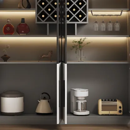 79" Modern Wooden Lighted Storage Cabinet for Indoor Display Image - 7