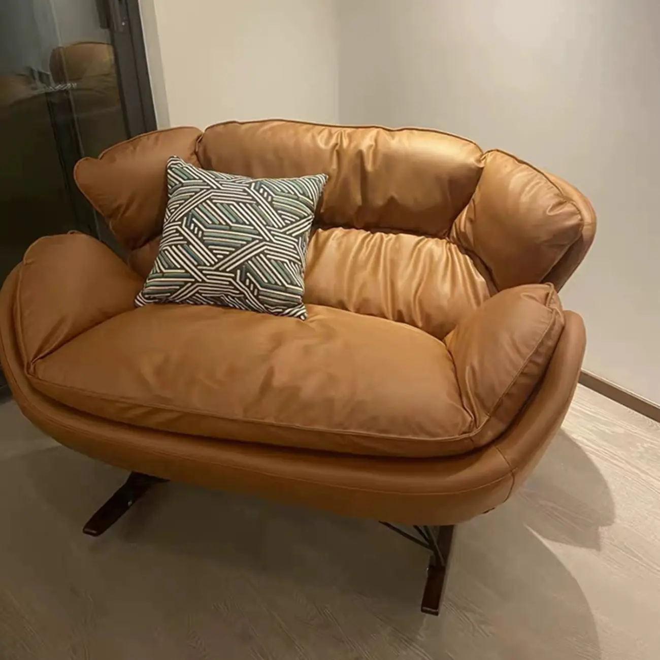 Modern Upholstered 2 Seat Rocking Chair for Indoor Image - 15 | homeyfad