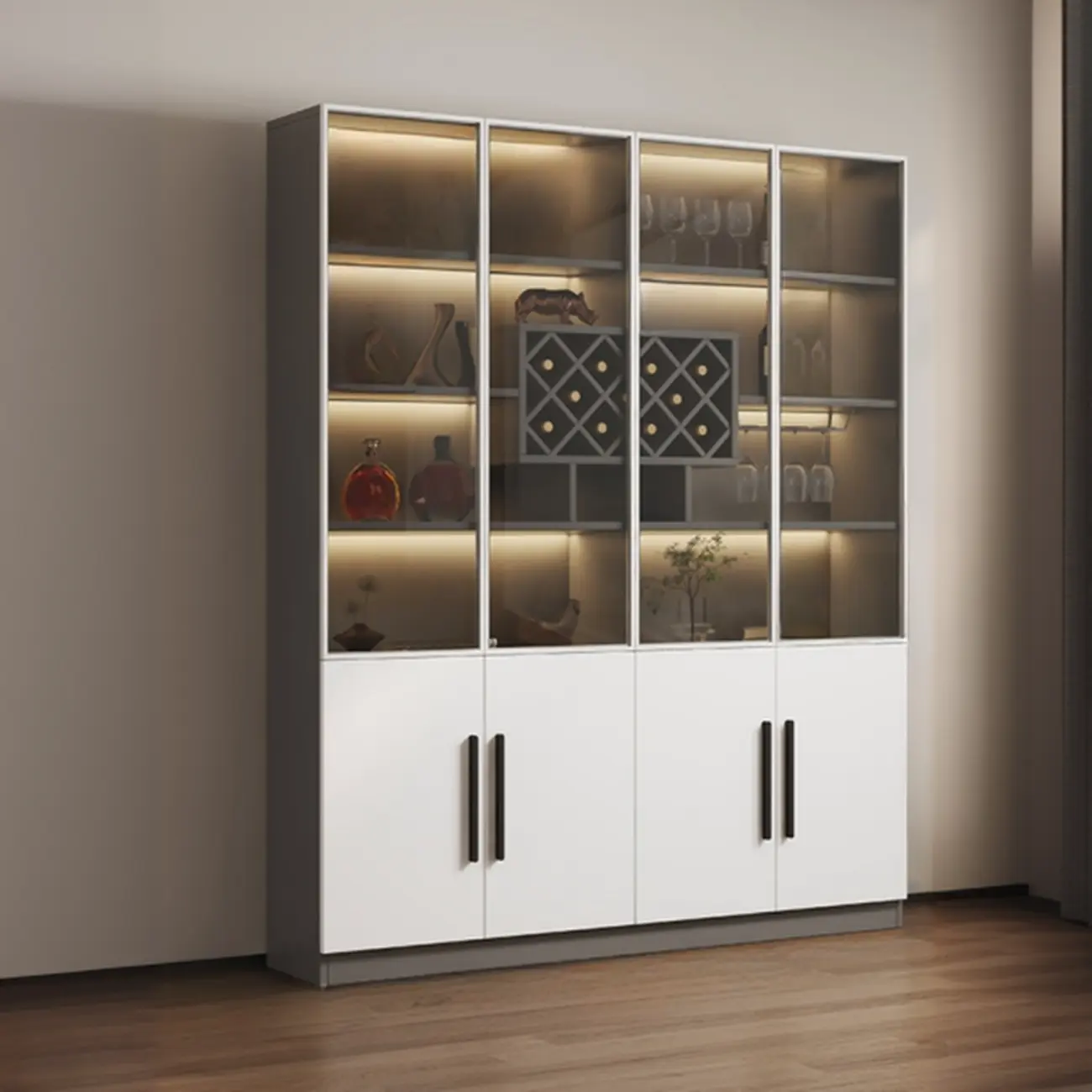 79" Modern Wooden Lighted Storage Cabinet for Indoor Display Image - 8 | homeyfad