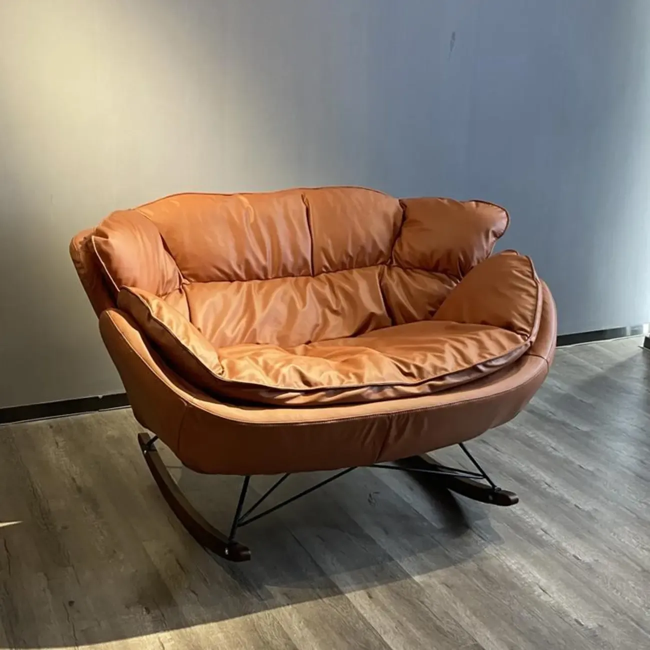 Modern Upholstered 2 Seat Rocking Chair for Indoor Image - 16