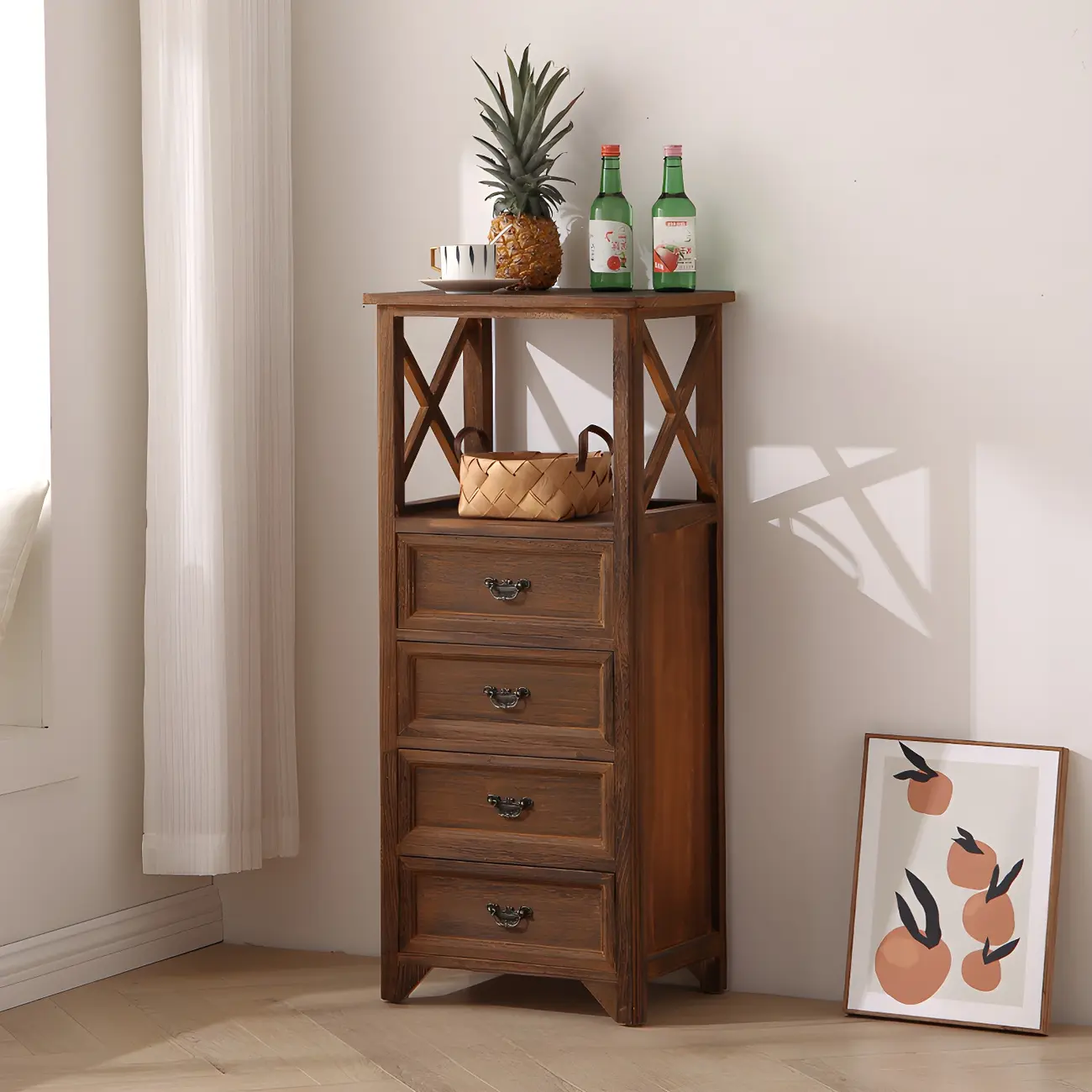 Industrial Rectangular Wooden Drawer Cabinet for Parlor Decor Image - 24 | homeyfad