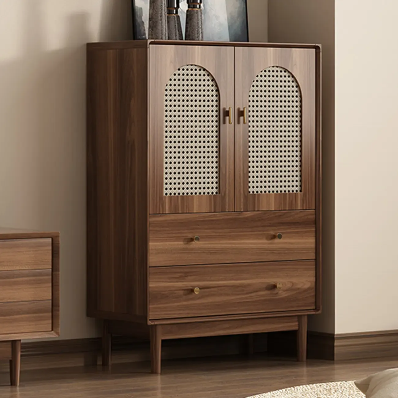  Mid-Century Modern Storage Cabinet for Parlor, Glass Door Image - 10