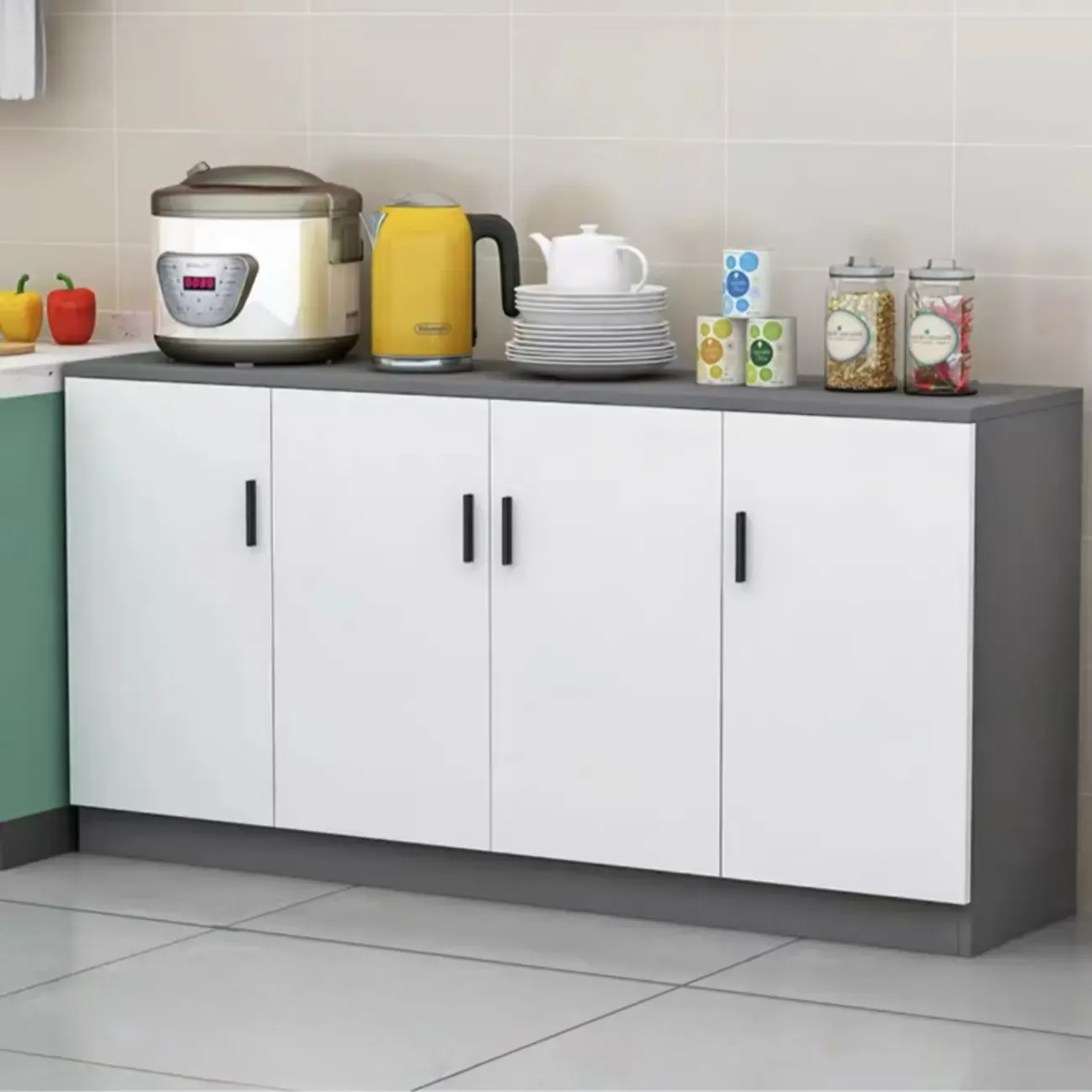 Modish Composite Wood Kitchen Cabinet for Kitchen Storage Image - 3