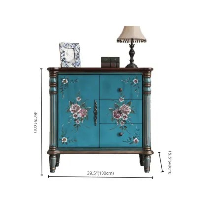 Rustic Wooden Floral Cabinet for Home with 3/5/9 Drawers #size