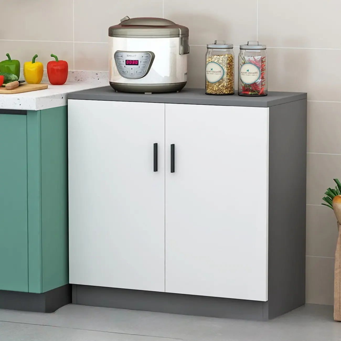 Modish Composite Wood Kitchen Cabinet for Kitchen Storage Image - 4