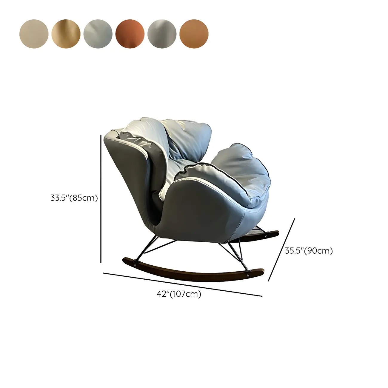 Modern Upholstered 2 Seat Rocking Chair for Indoor #size | homeyfad