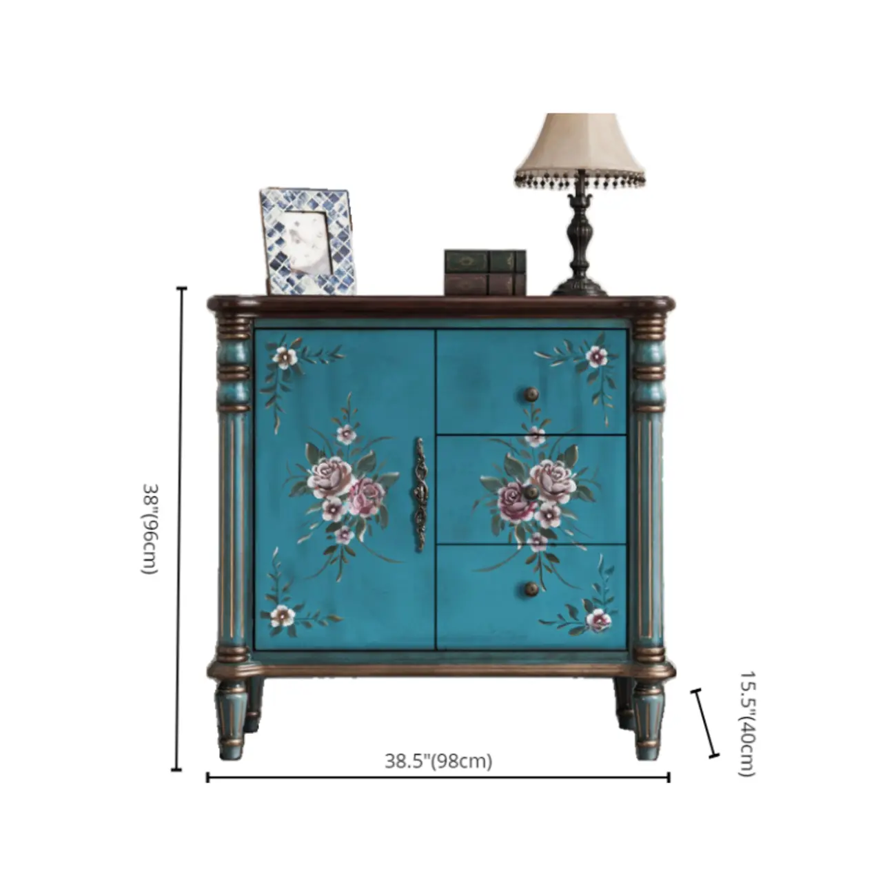 Rustic Wooden Floral Cabinet for Home with 3/5/9 Drawers Image - 16 | homeyfad