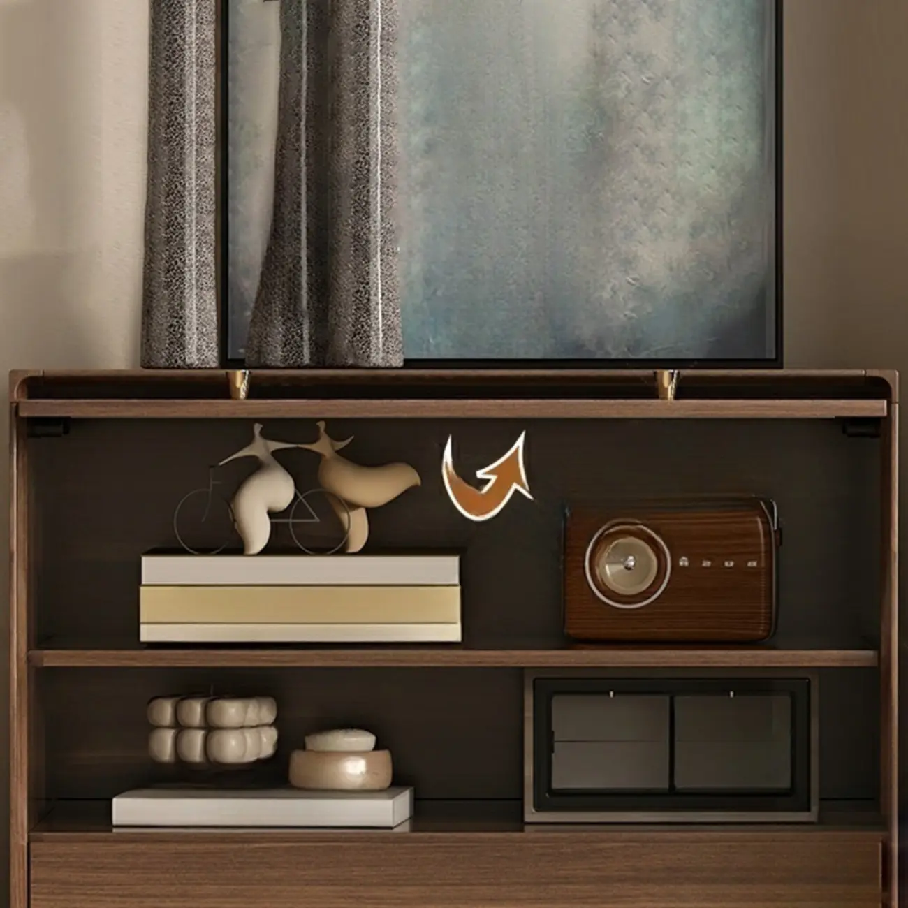  Mid-Century Modern Storage Cabinet for Parlor, Glass Door Image - 13 | homeyfad