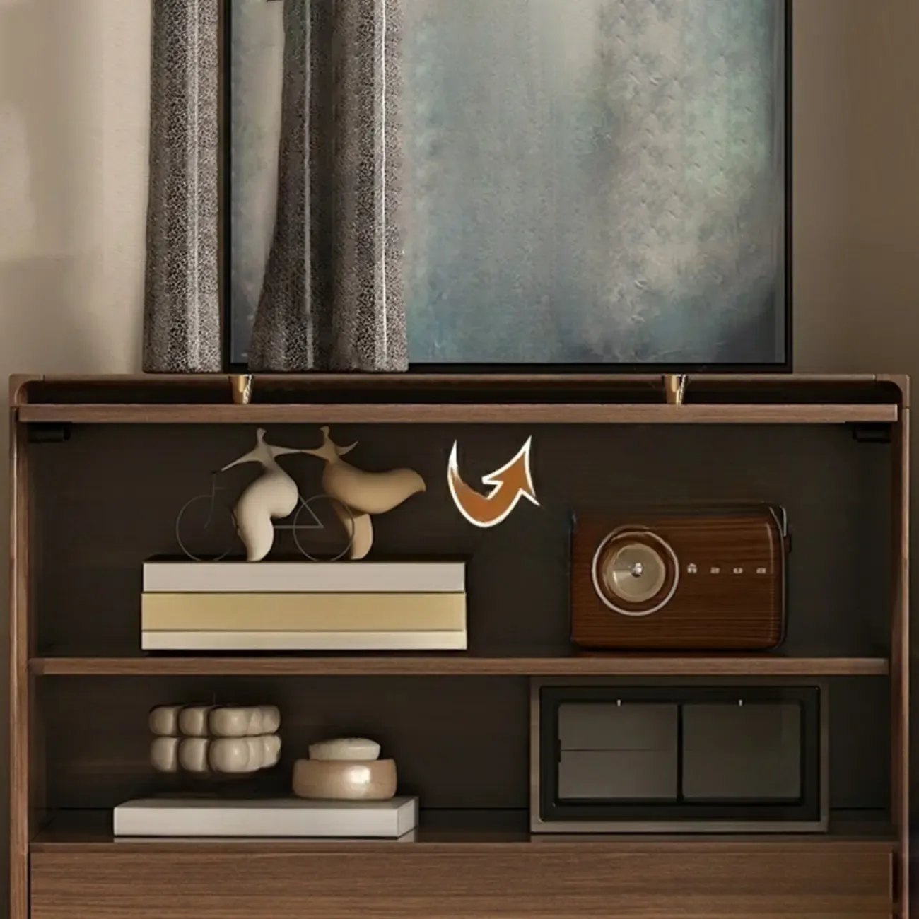  Mid-Century Modern Storage Cabinet for Parlor, Glass Door Image - 13