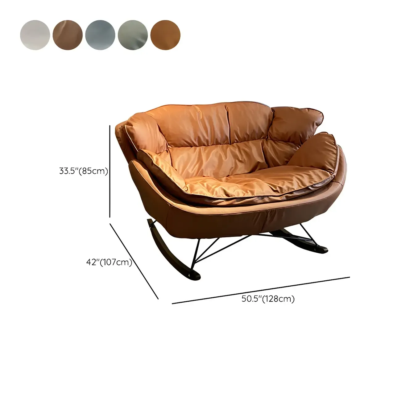 Modern Upholstered 2 Seat Rocking Chair for Indoor Image - 21