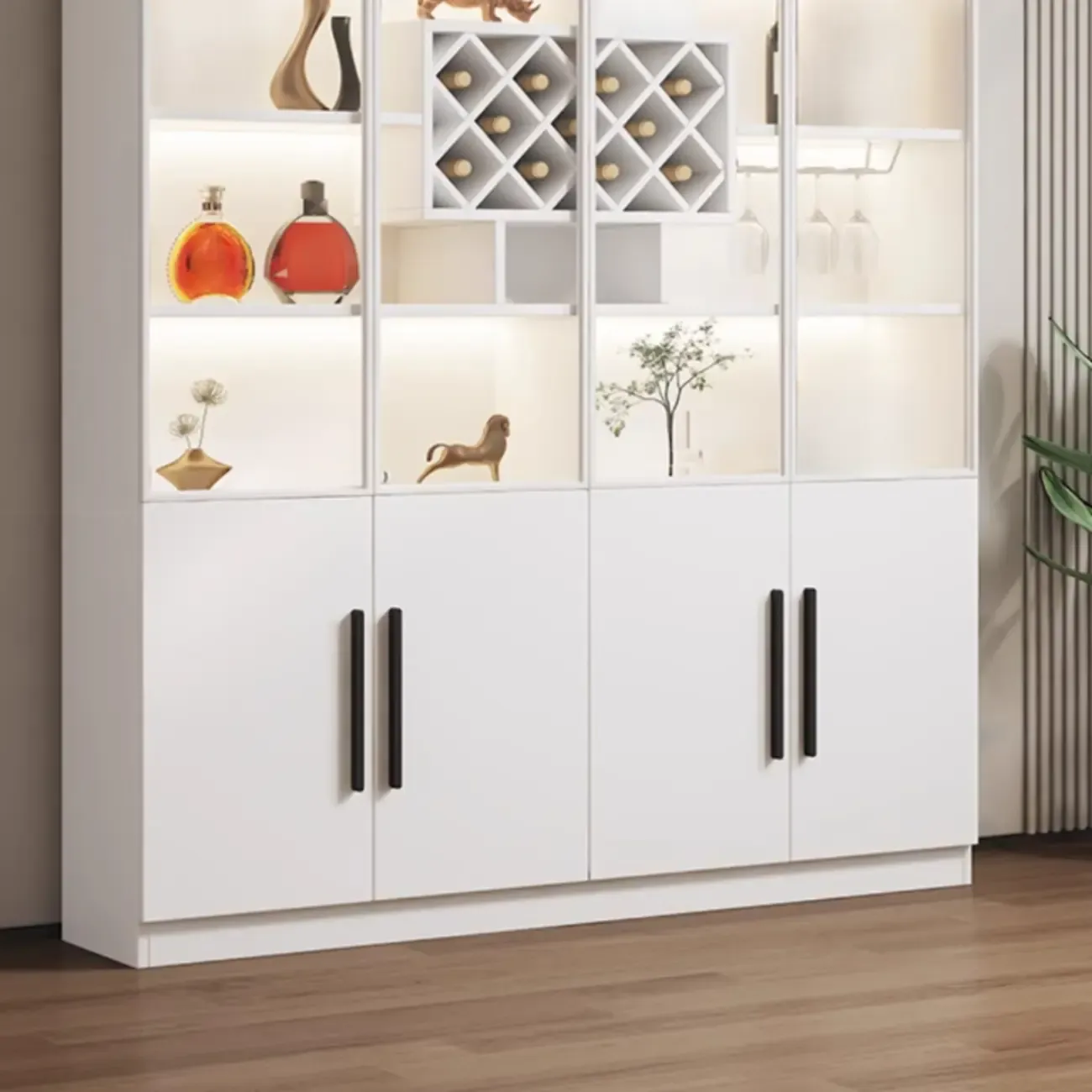 79" Modern Wooden Lighted Storage Cabinet for Indoor Display Image - 15