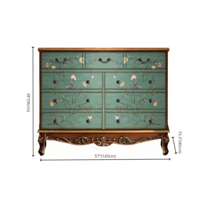 Rustic Wooden Floral Cabinet for Home with 3/5/9 Drawers Image - 18