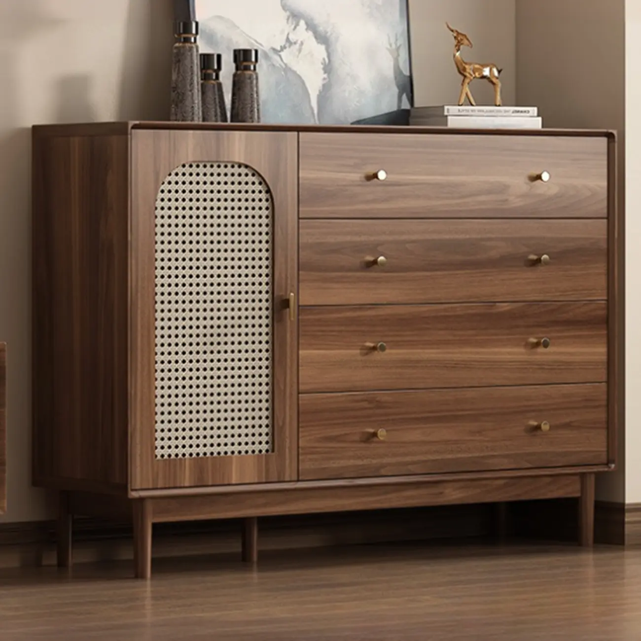  Mid-Century Modern Storage Cabinet for Parlor, Glass Door Image - 15 | homeyfad