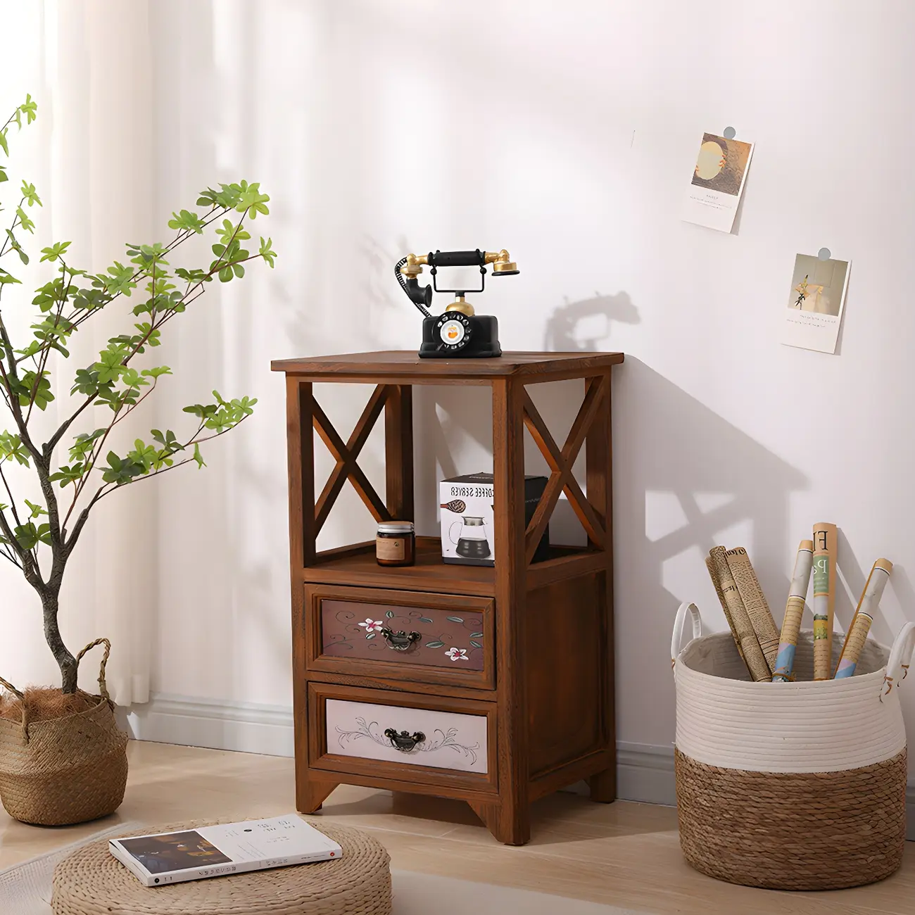 Industrial Rectangular Wooden Drawer Cabinet for Parlor Decor Image - 30 | homeyfad