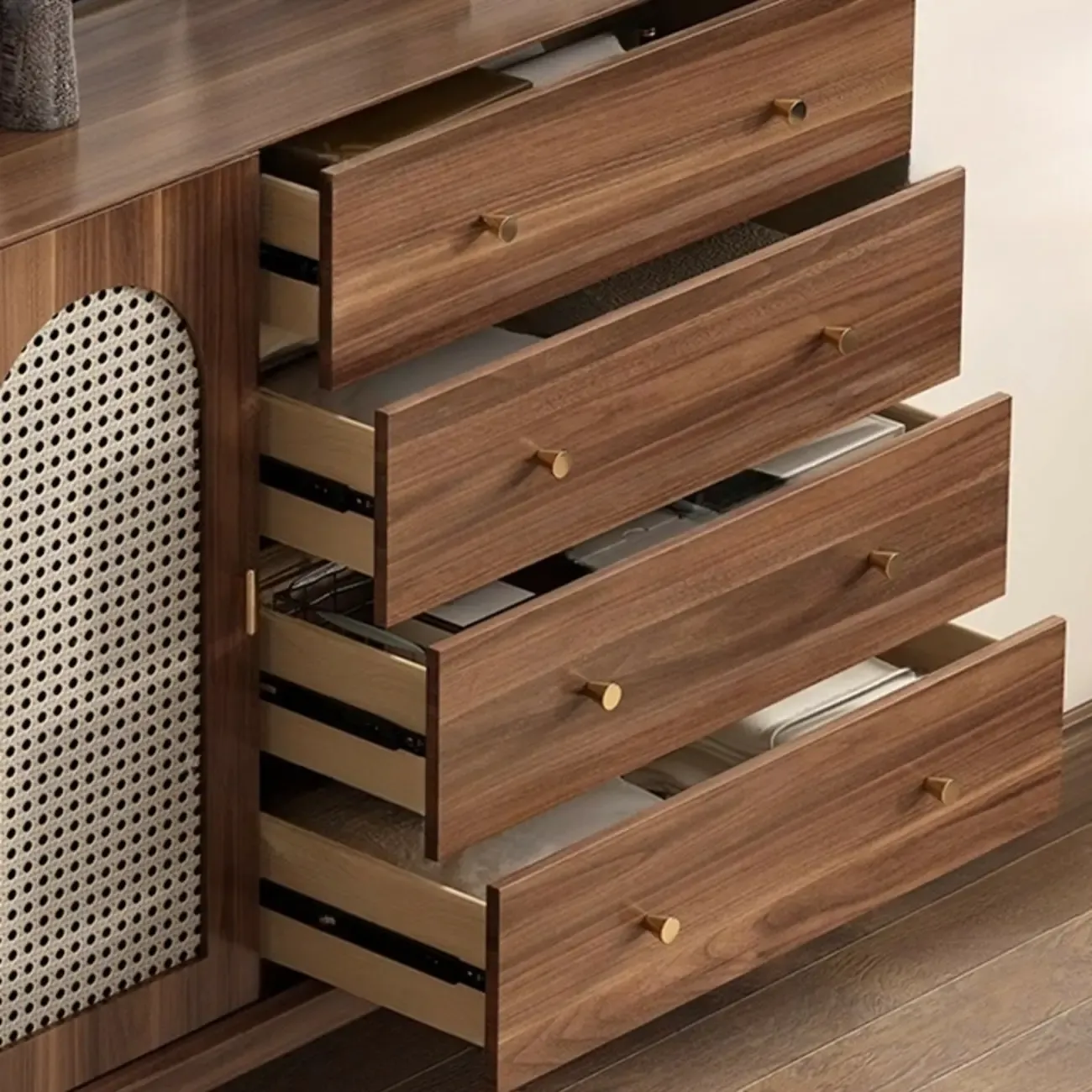  Mid-Century Modern Storage Cabinet for Parlor, Glass Door Image - 16