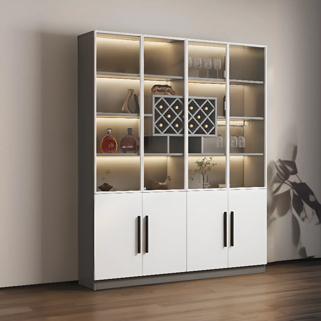 79" Modern Wooden Lighted Storage Cabinet for Indoor Display Image - 16 | homeyfad
