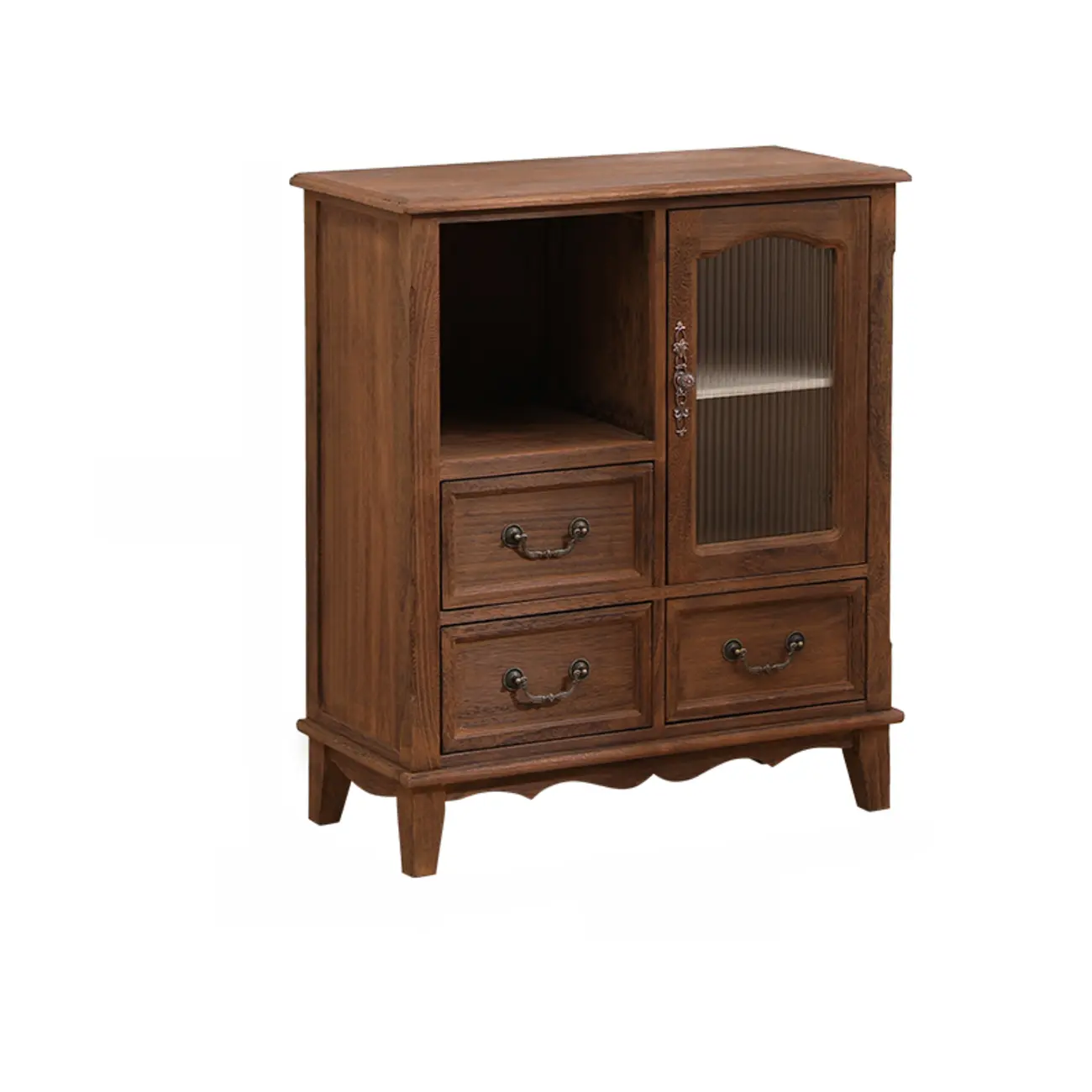 Rustic Wooden Cabinet with Rattan-Weaved for Living Room | homeyfad