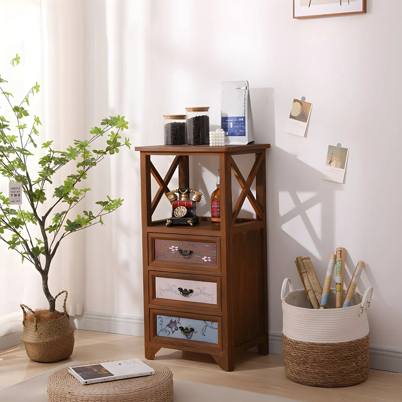 Industrial Rectangular Wooden Drawer Cabinet for Parlor Decor Image - 31 | homeyfad