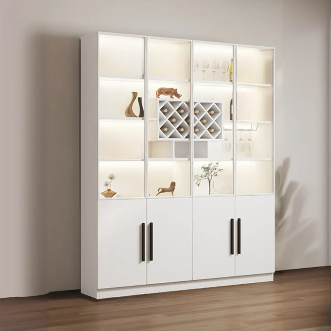 79" Modern Wooden Lighted Storage Cabinet for Indoor Display Image - 17 | homeyfad