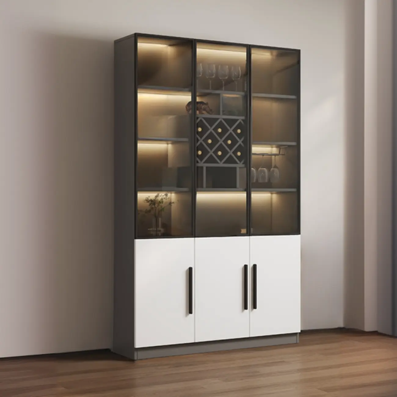79" Modern Wooden Lighted Storage Cabinet for Indoor Display Image - 18 | homeyfad