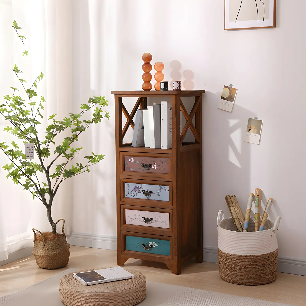 Industrial Rectangular Wooden Drawer Cabinet for Parlor Decor Image - 32 | homeyfad