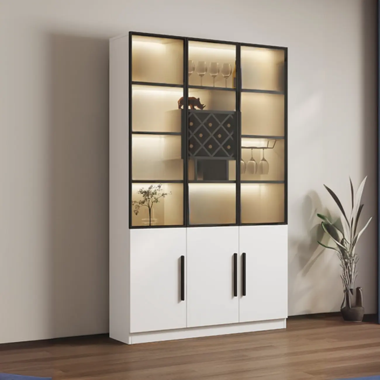79" Modern Wooden Lighted Storage Cabinet for Indoor Display Image - 19 | homeyfad