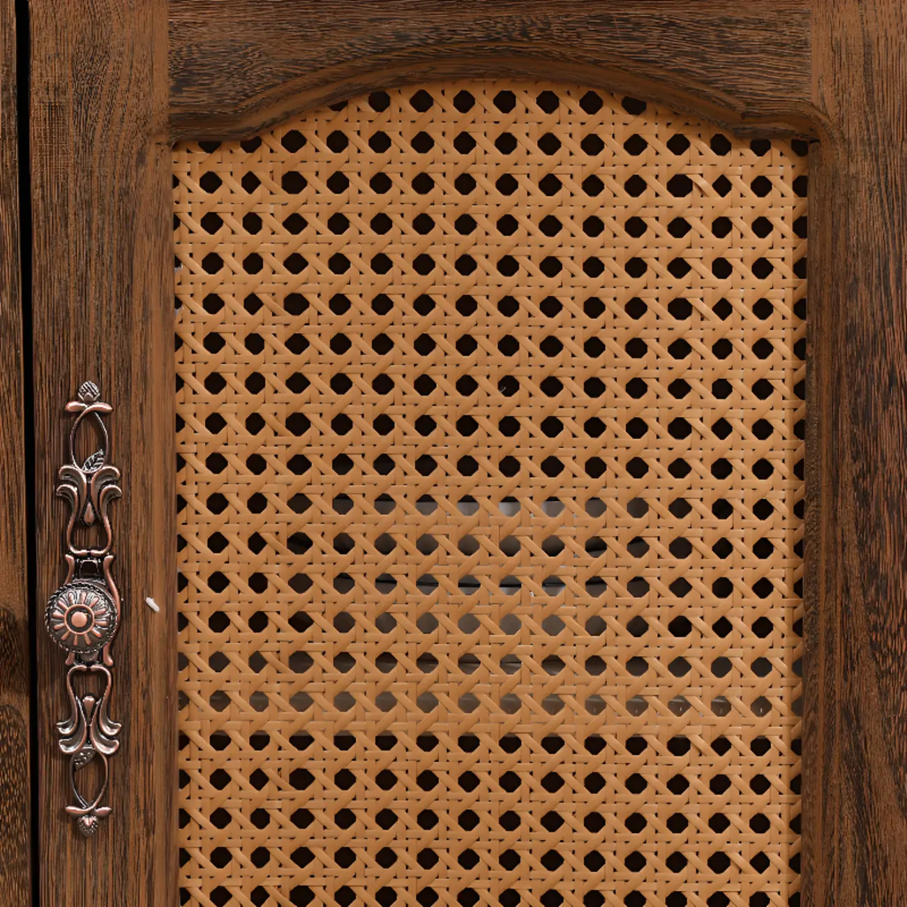 Rustic Wooden Cabinet with Rattan-Weaved for Living Room  Image - 10 | homeyfad