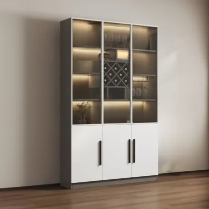 79" Modern Wooden Lighted Storage Cabinet for Indoor Display Image - 20