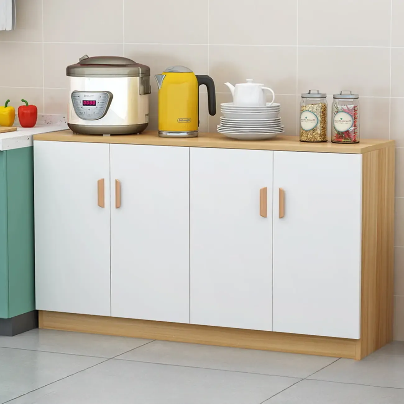 Modish Composite Wood Kitchen Cabinet for Kitchen Storage Image - 13