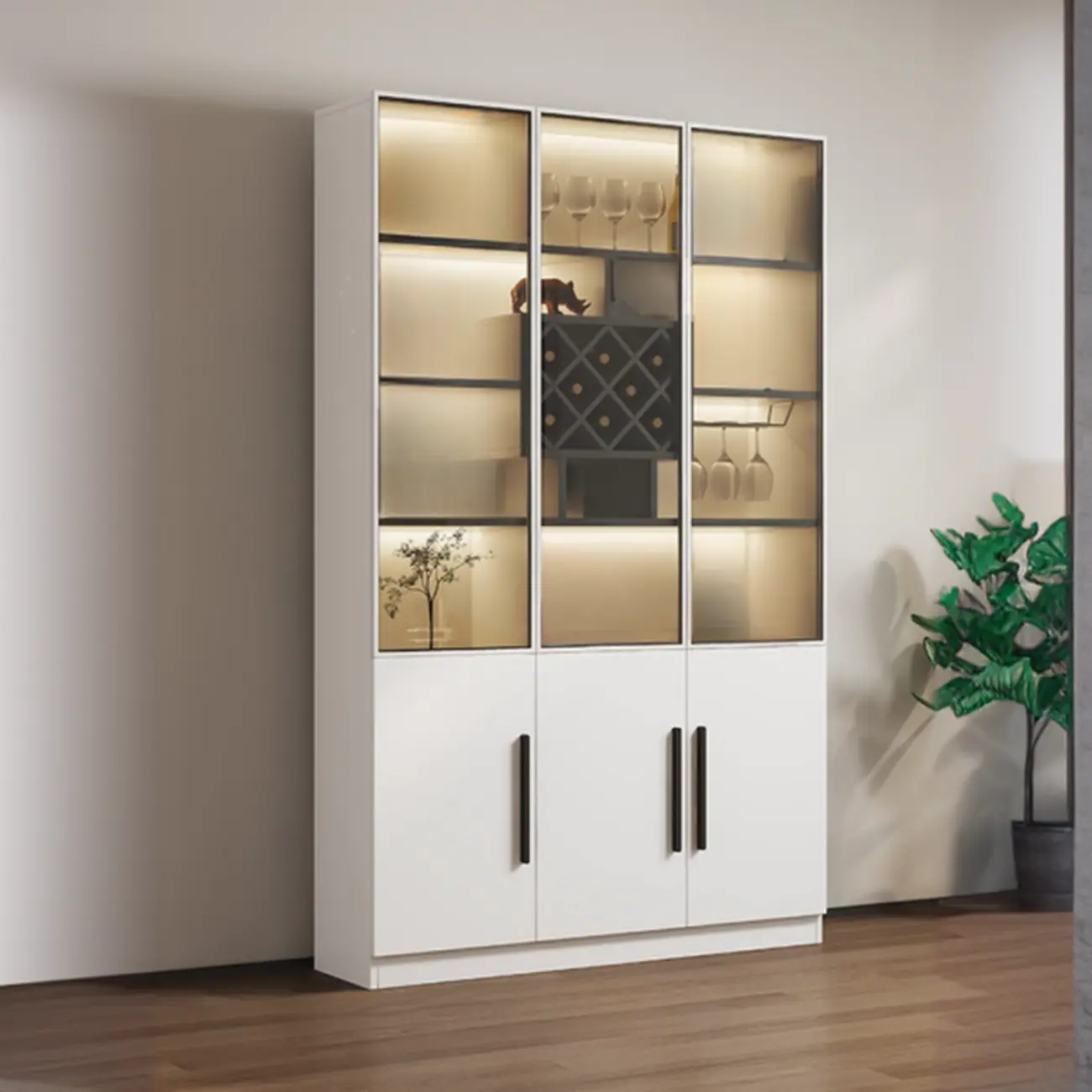 79" Modern Wooden Lighted Storage Cabinet for Indoor Display Image - 21 | homeyfad