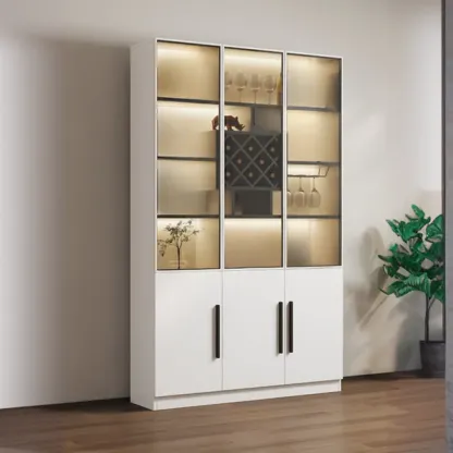 79" Modern Wooden Lighted Storage Cabinet for Indoor Display Image - 21