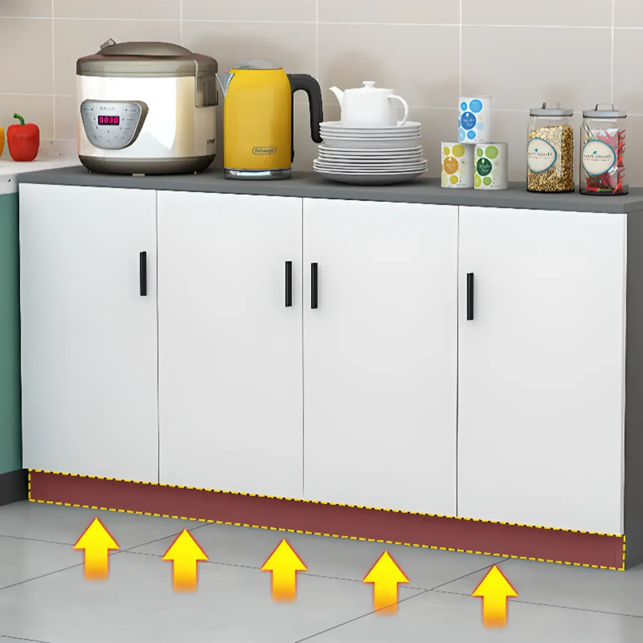 Modish Composite Wood Kitchen Cabinet for Kitchen Storage Image - 14