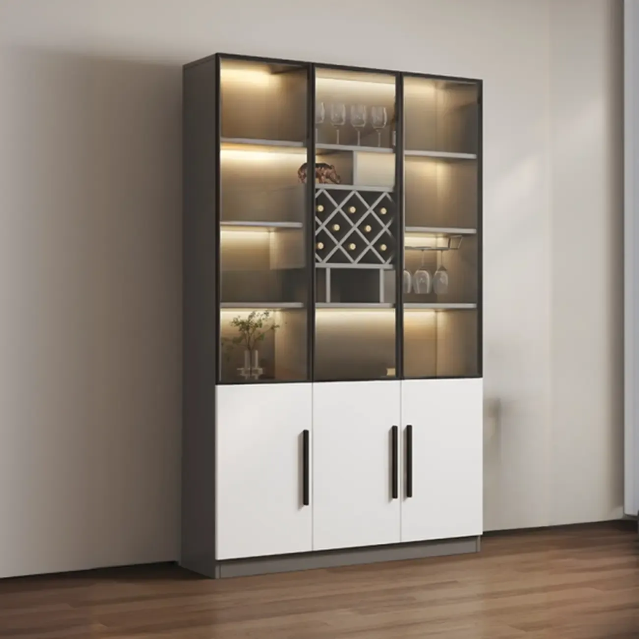 79" Modern Wooden Lighted Storage Cabinet for Indoor Display Image - 22