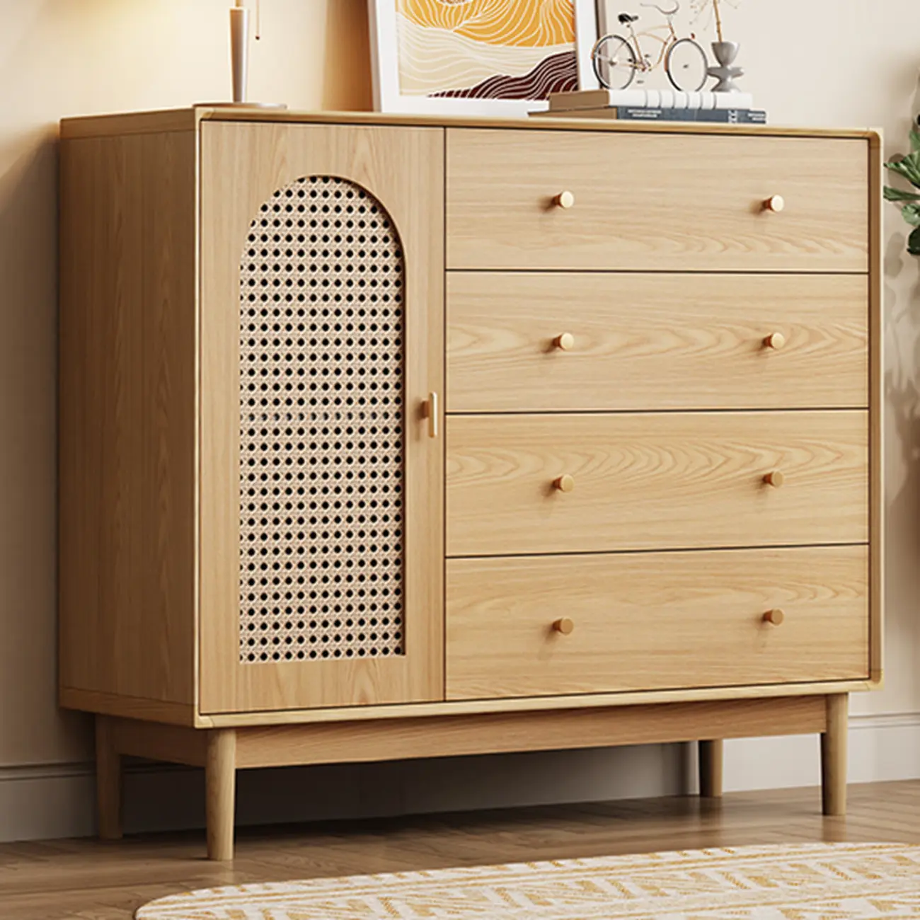  Mid-Century Modern Storage Cabinet for Parlor, Glass Door Image - 21 | homeyfad